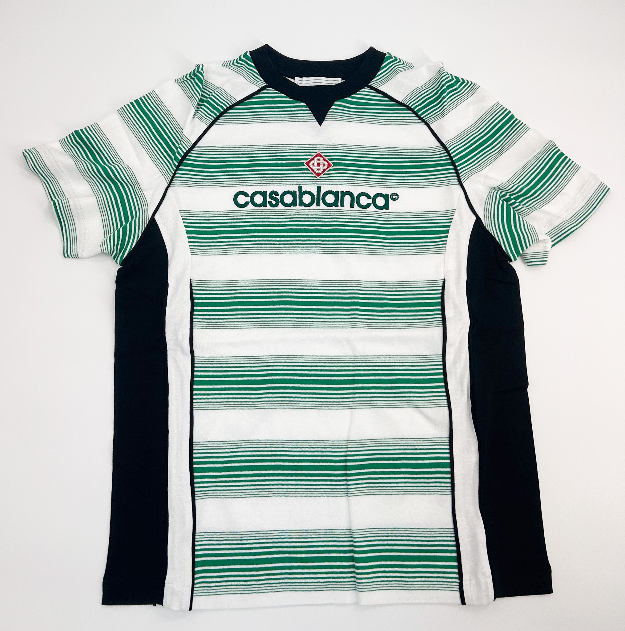 Casablanca Yarn Dyed Green Logo Stripe Paneled T-Shirt Regular XL Green