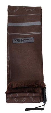 Dolce & Gabbana Silk Geometric Fringe Scarf in Earthy Men's Brown