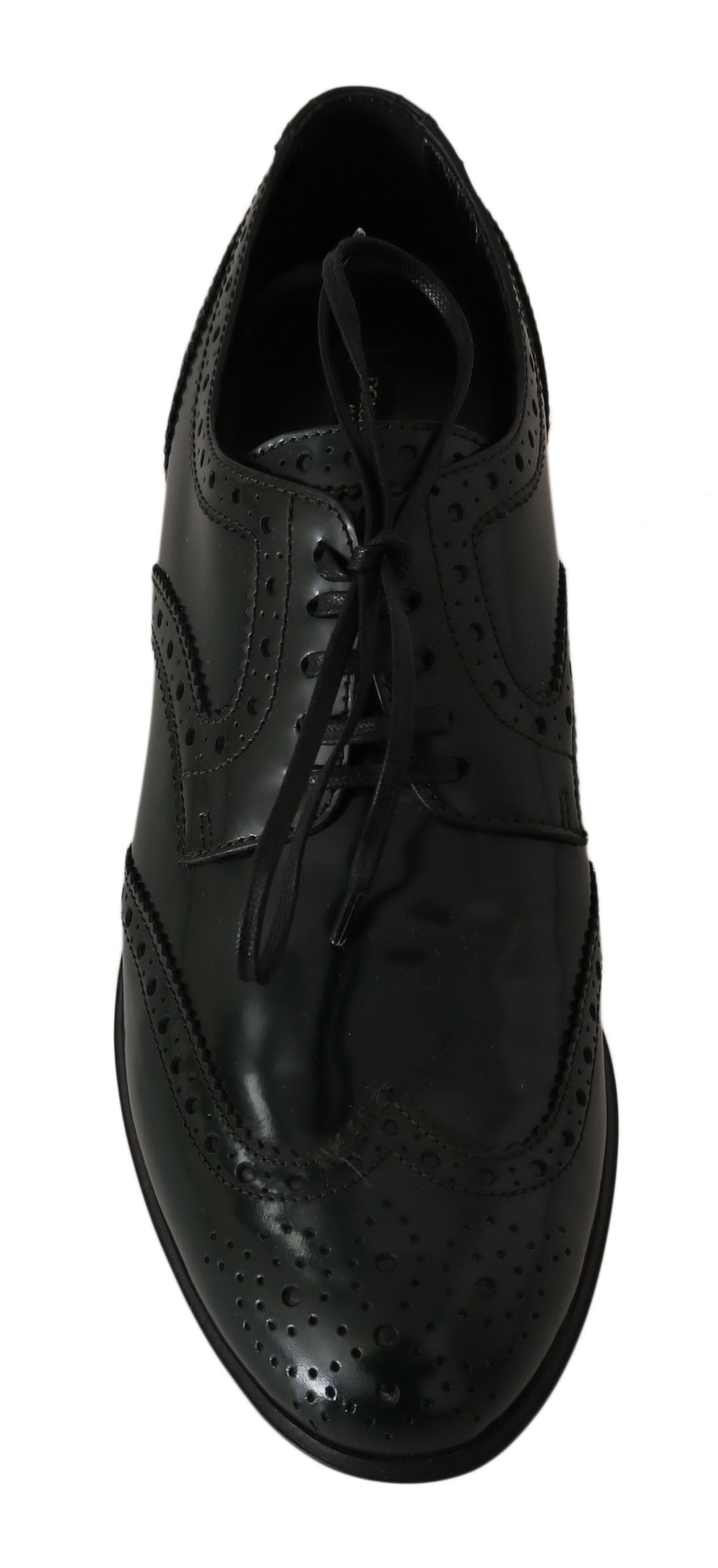 Dolce & Gabbana Elegant Green Brogues Oxford Wingtip Women's Flats