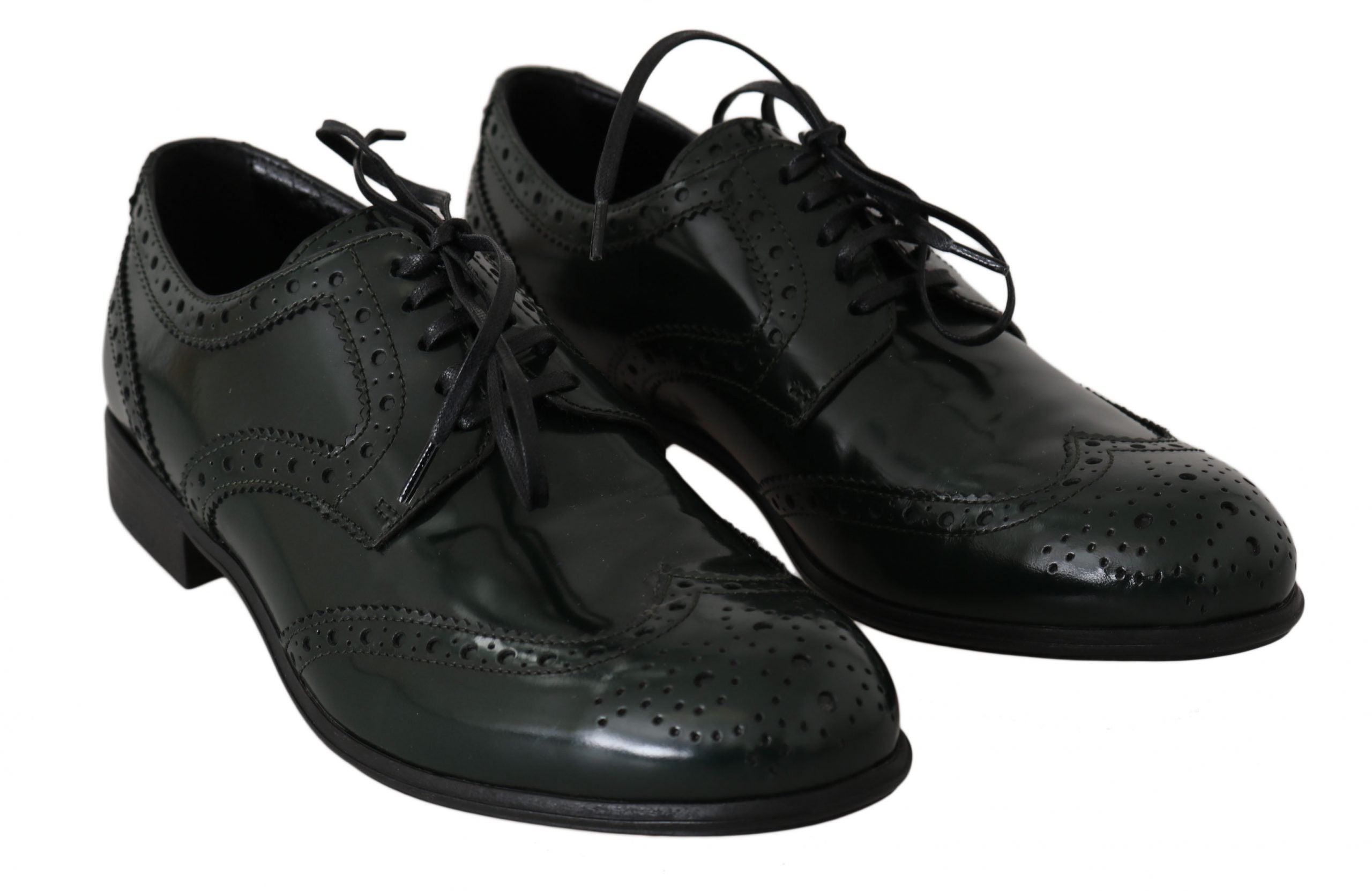 Dolce & Gabbana Elegant Green Brogues Oxford Wingtip Women's Flats