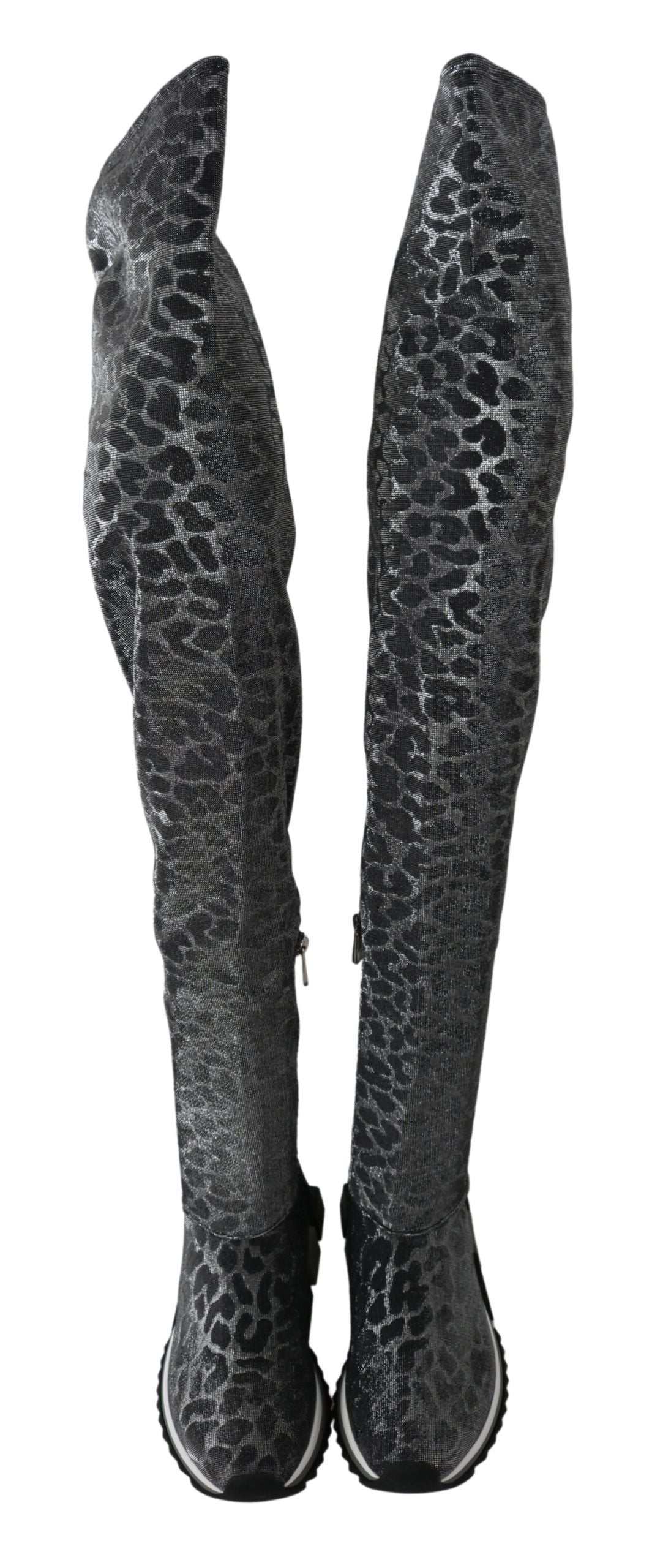 Dolce & Gabbana Elegant Leopard Booties Above Knee Women's Shoes