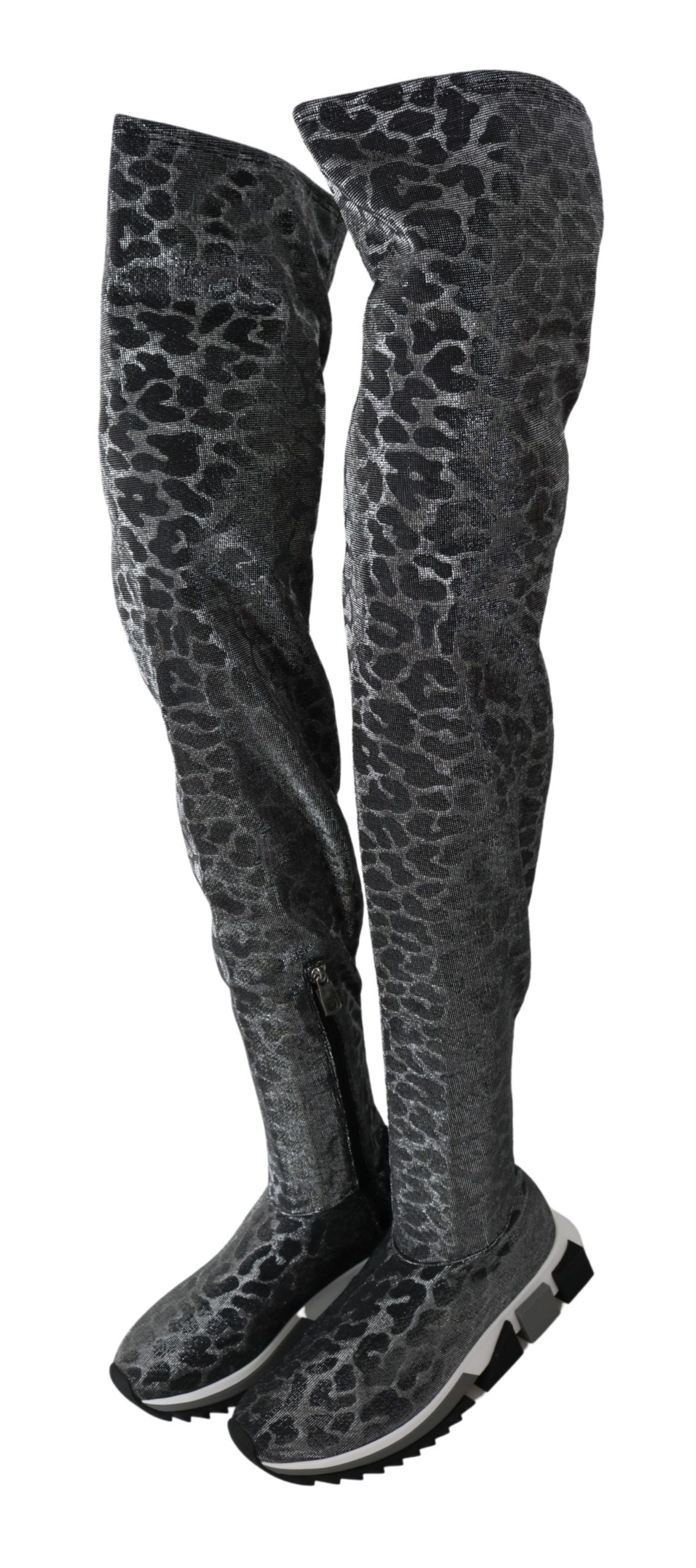 Dolce & Gabbana Elegant Leopard Booties Above Knee Women's Shoes