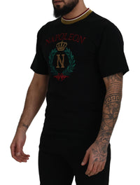 Dolce & Gabbana Black Cotton Embroidered Crewneck Men's T-shirt4