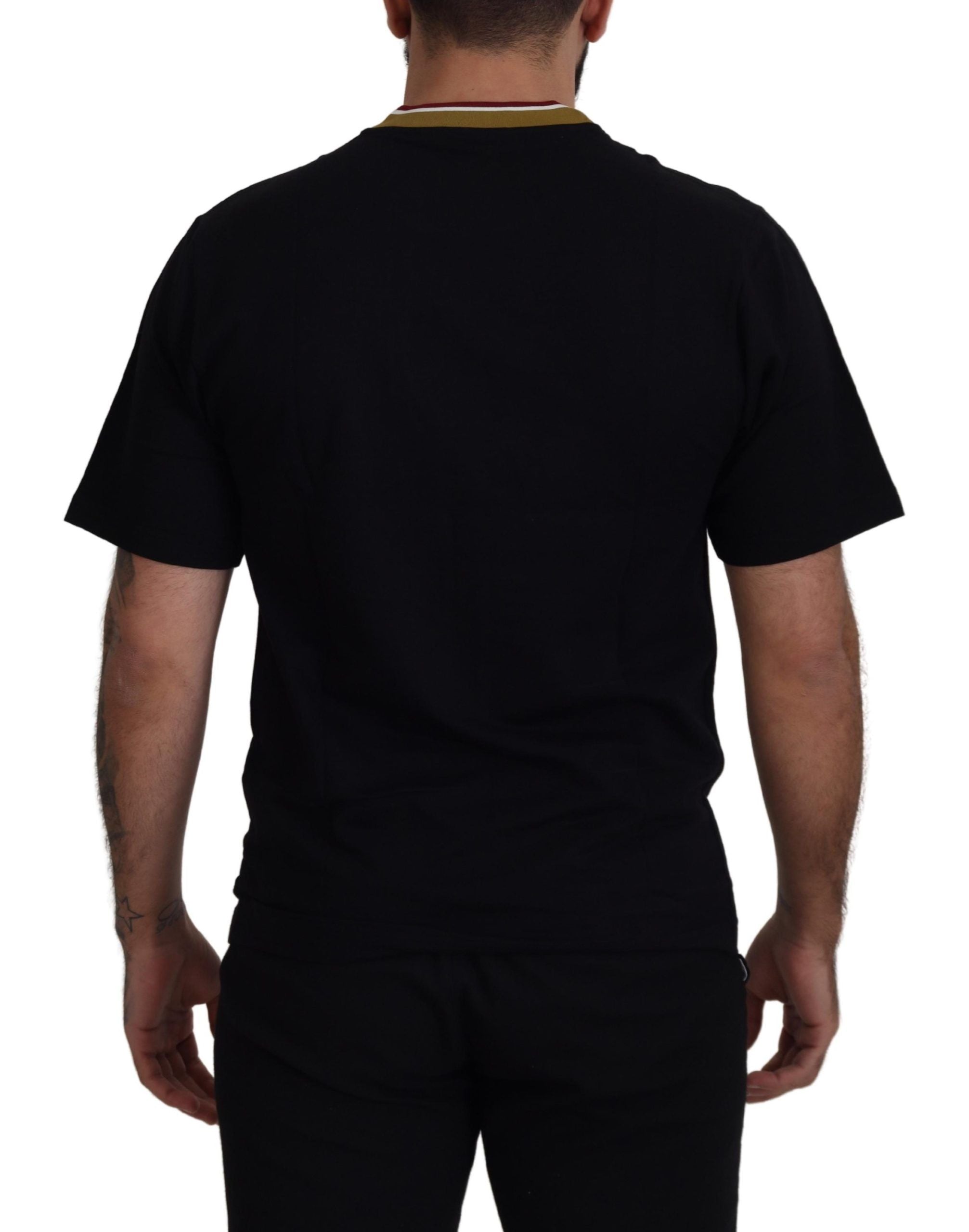 Dolce & Gabbana Black Cotton Embroidered Crewneck Men's T-shirt6