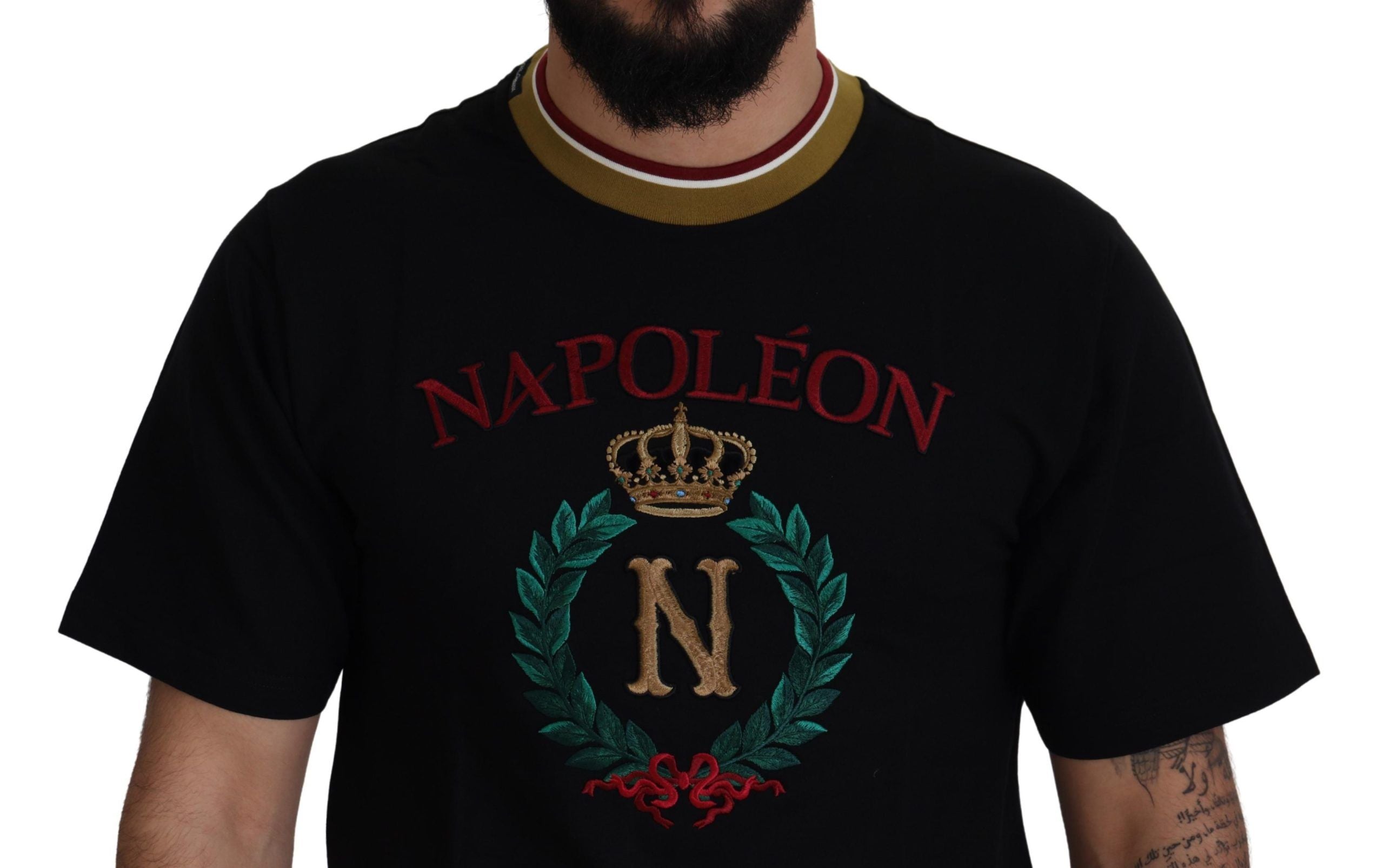 Dolce & Gabbana Black Cotton Embroidered Crewneck Men's T-shirt8