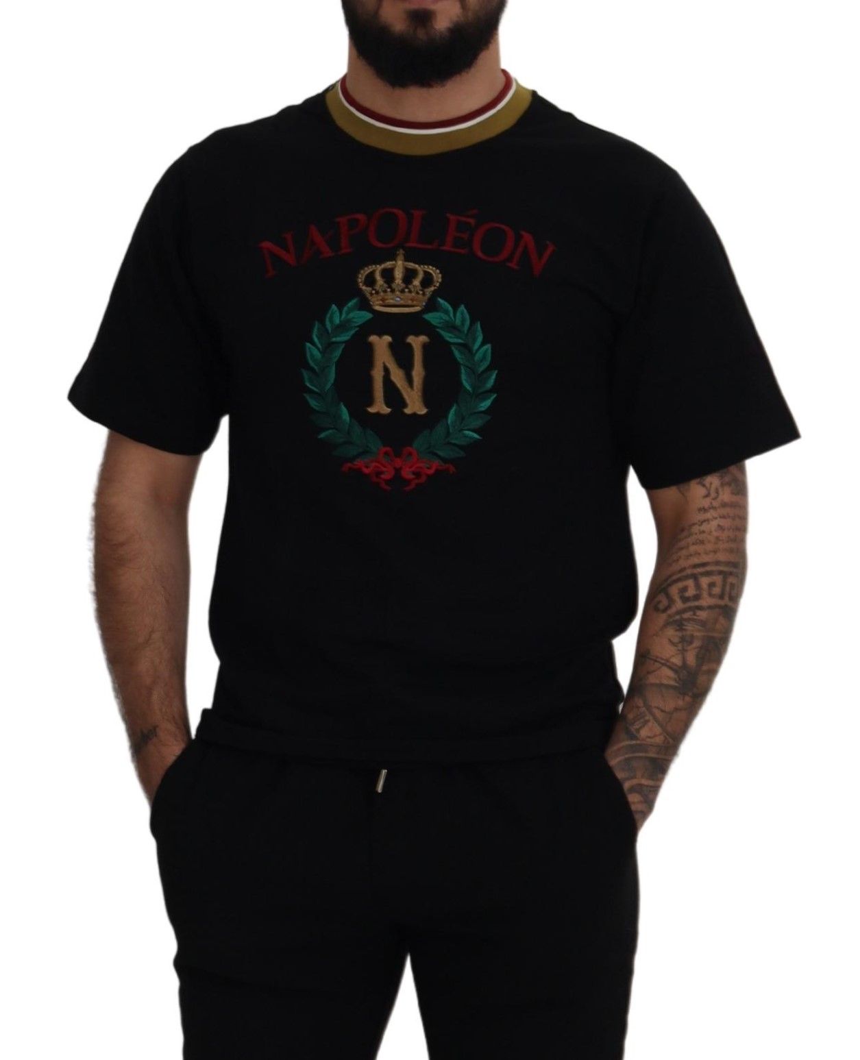 Dolce & Gabbana Black Cotton Embroidered Crewneck Men's T-shirt10