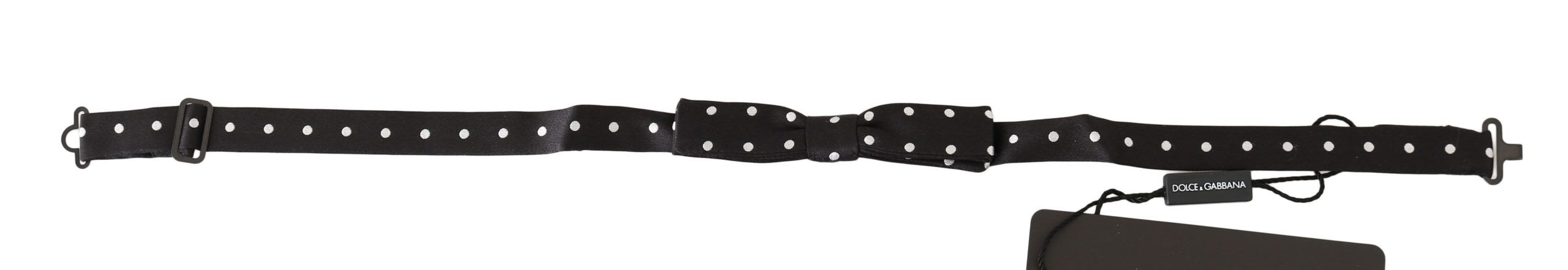 Dolce & Gabbana Black 100% Silk Polka Dot Adjustable Neck Bow Men's Tie