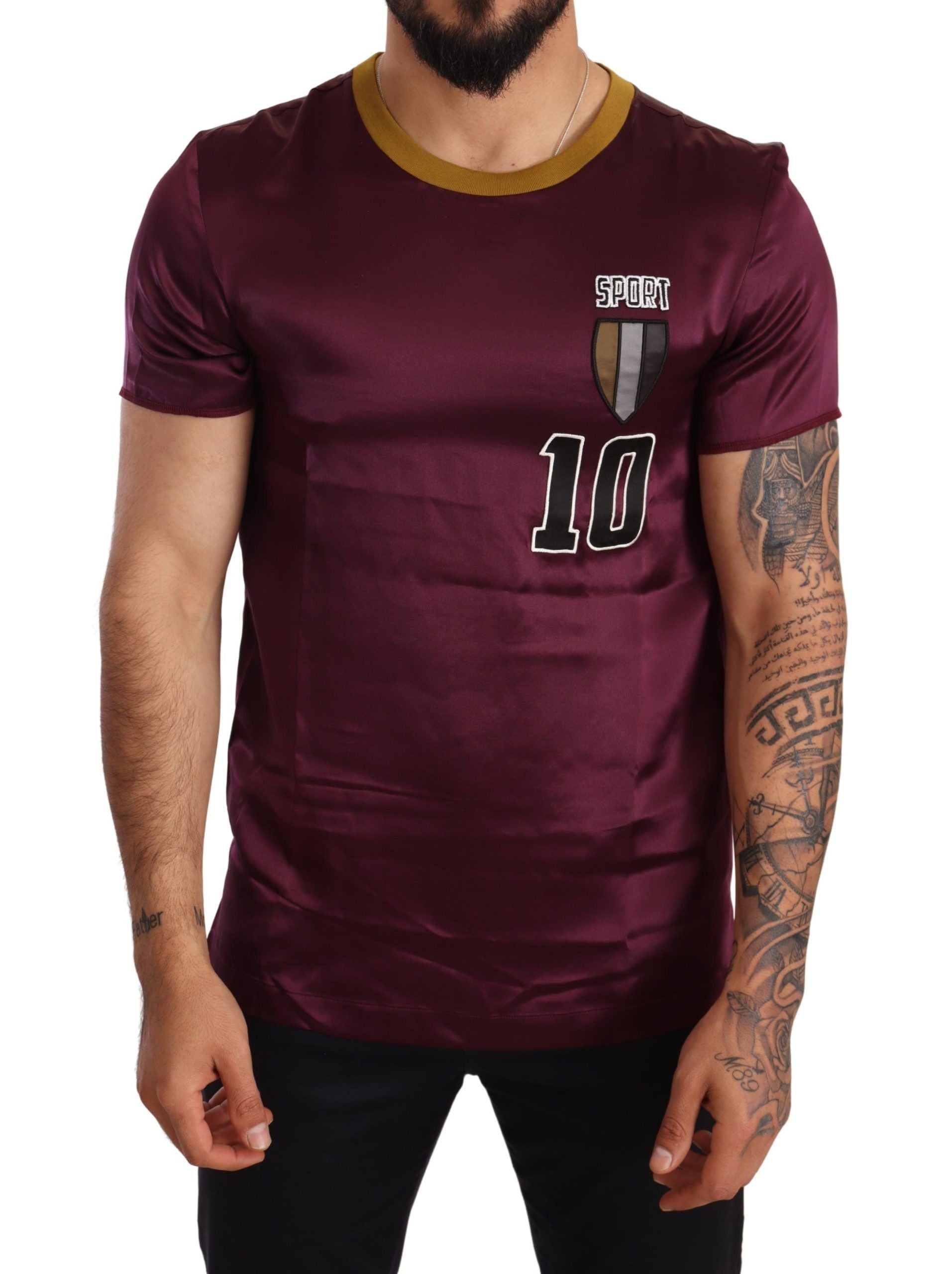 Dolce & Gabbana Purple Sport 10 Embroidery Crewneck Men's T-shirt