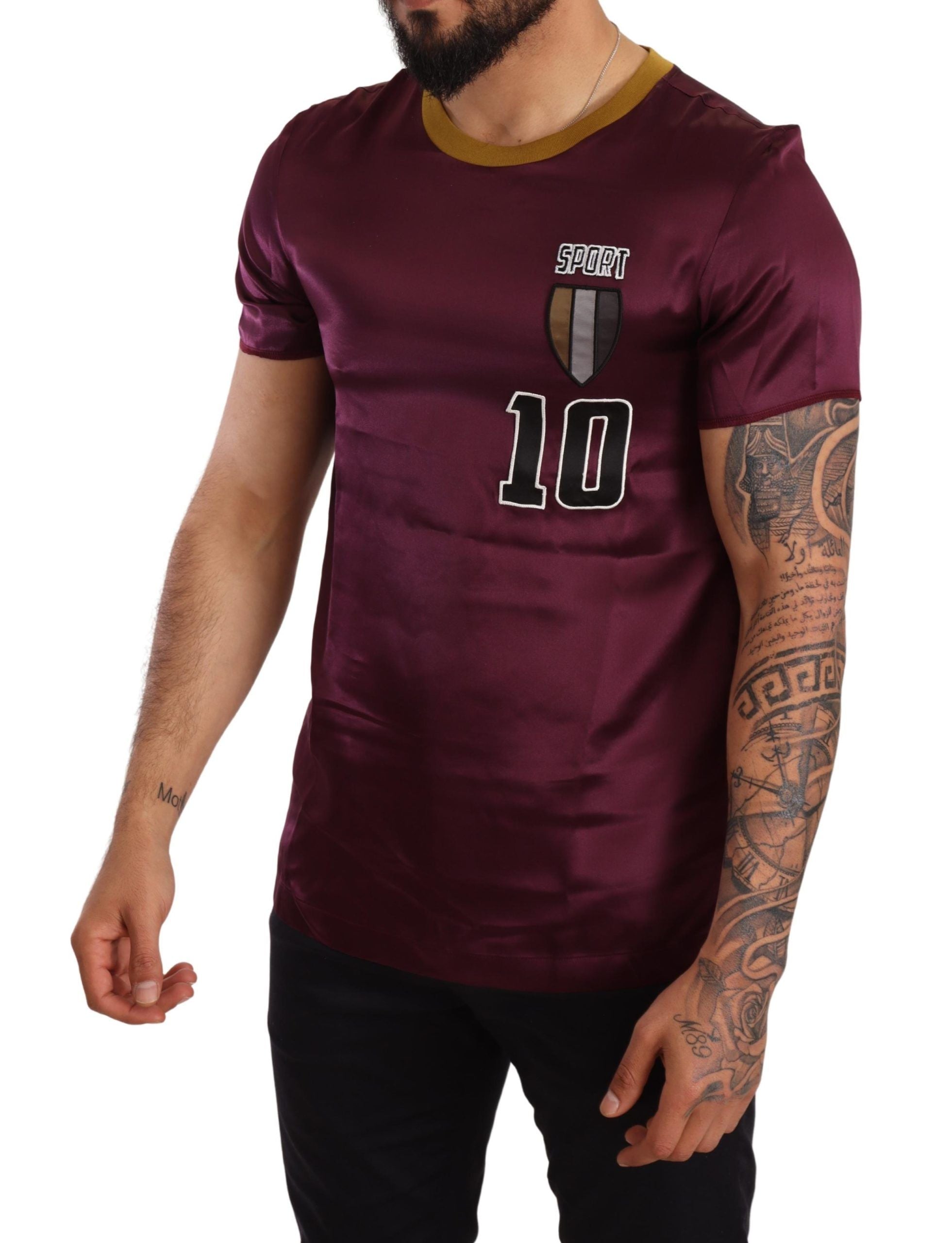 Dolce & Gabbana Purple Sport 10 Embroidery Crewneck Men's T-shirt