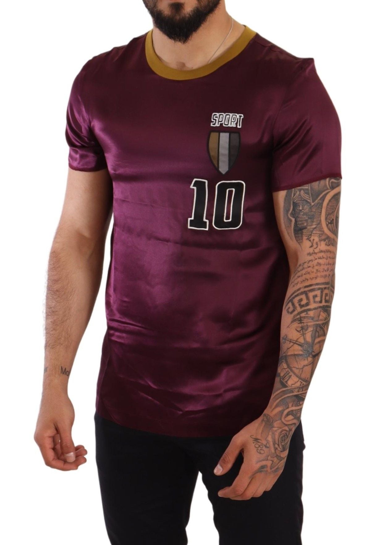 Dolce & Gabbana Purple Sport 10 Embroidery Crewneck Men's T-shirt