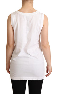 Dolce & Gabbana Crystal Embellished Heart White Sleeveless Women's Tee6