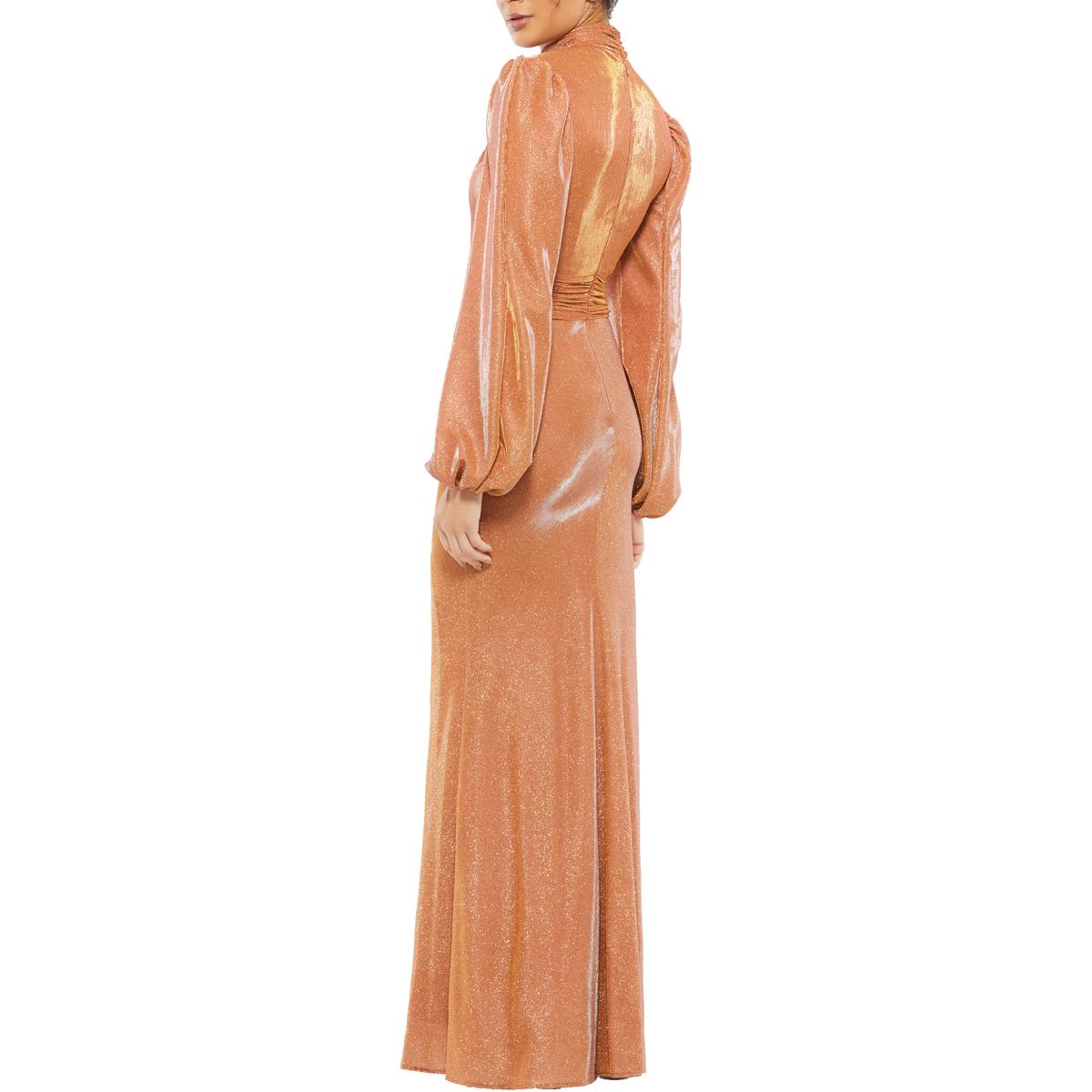 Womens Metallic High Neck Evening Dress