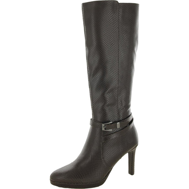 Taelynn Womens Zipper Leather Knee-High Boots