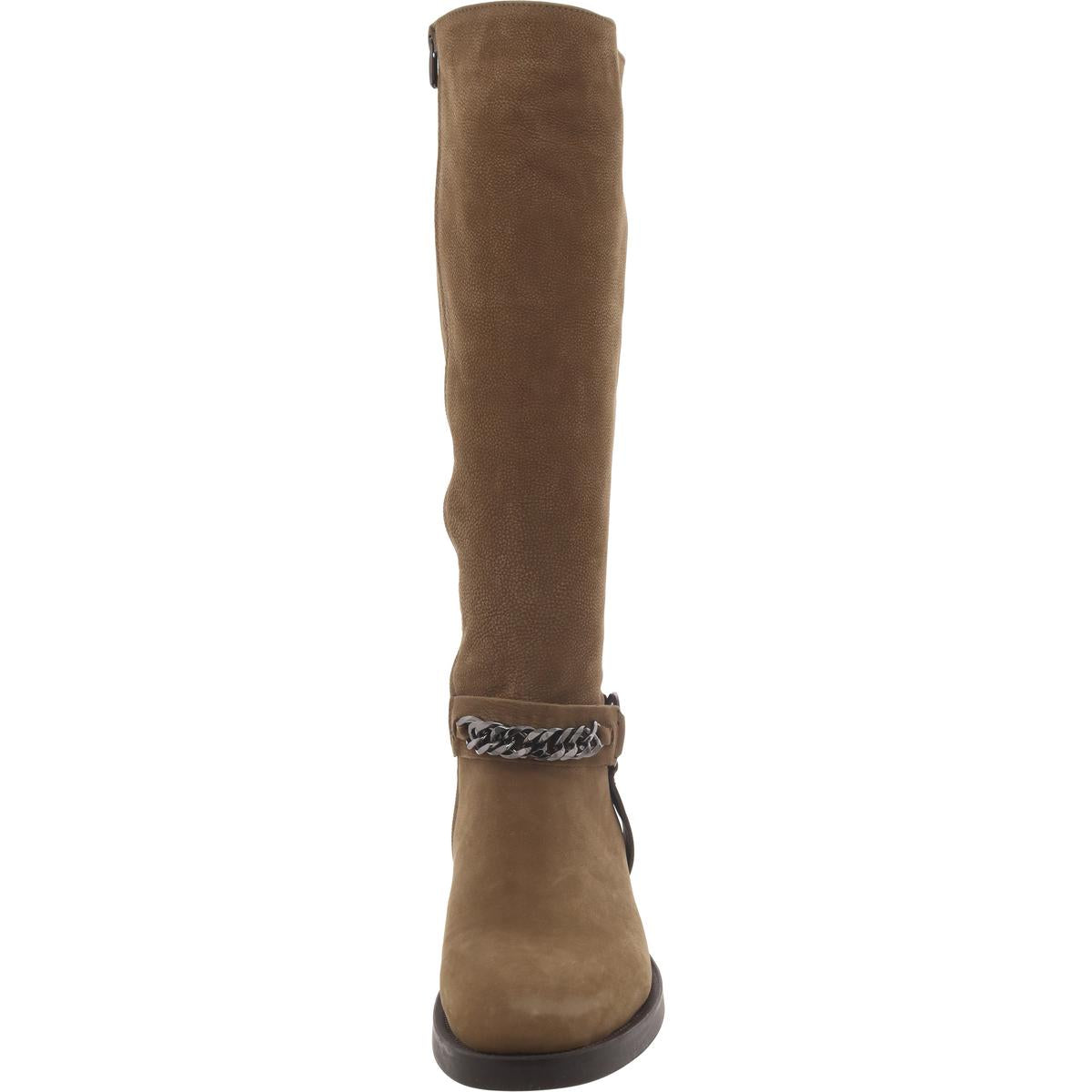 Quin Womens Leather Chain Knee-High Boots