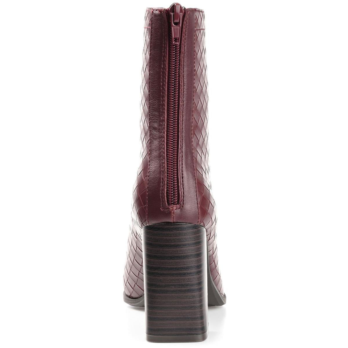 Brielle Womens Faux Leather Stacked Heel Mid-Calf Boots
