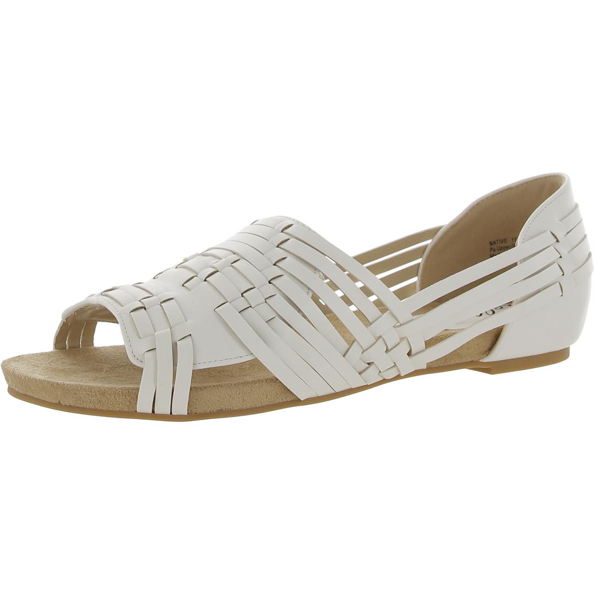 Native Womens Faux Leather Peep-Toe Huarache Sandals