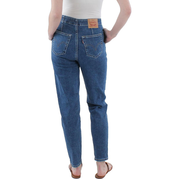 Womens Tapered Pleated High-Waist Jeans
