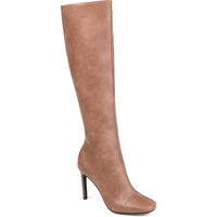 GLENDA Womens Square toe Retro Knee-High Boots 9.5 Medium Brown