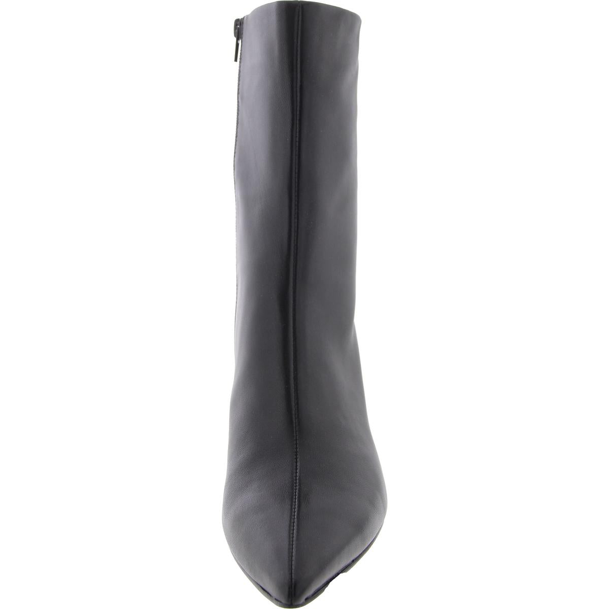 Womens Block Heel Pointed Toe Mid-Calf Boots