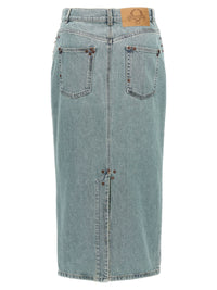 Moschino Women Rivets Denim Skirt