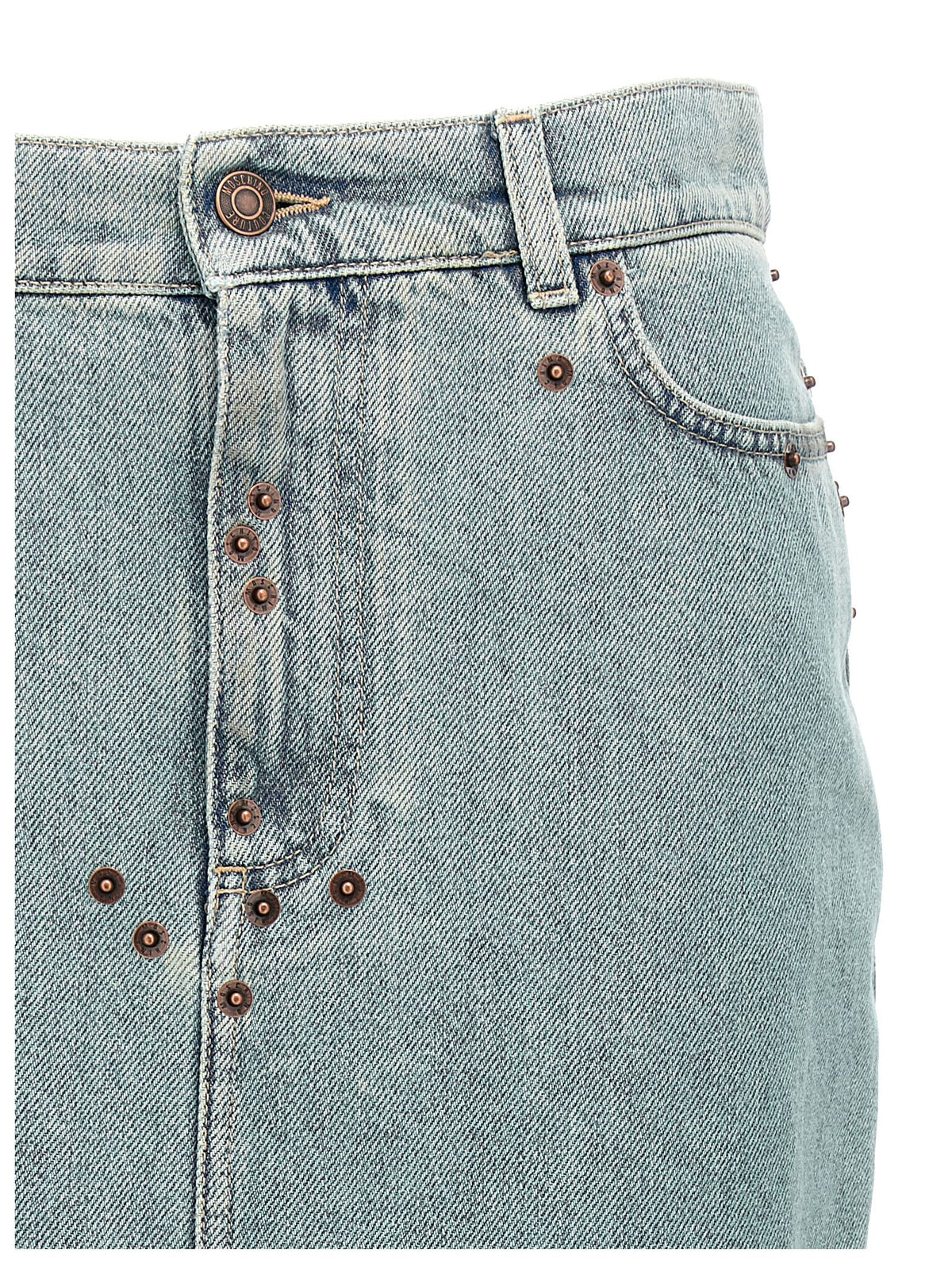Moschino Women Rivets Denim Skirt
