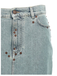 Moschino Women Rivets Denim Skirt