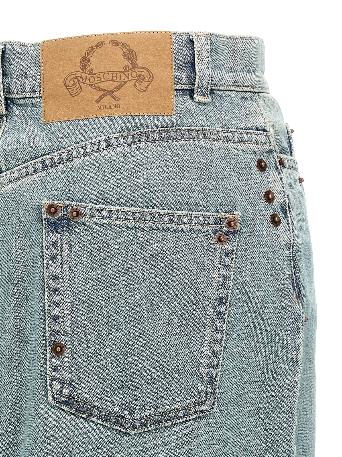Moschino Women Rivets Denim Skirt