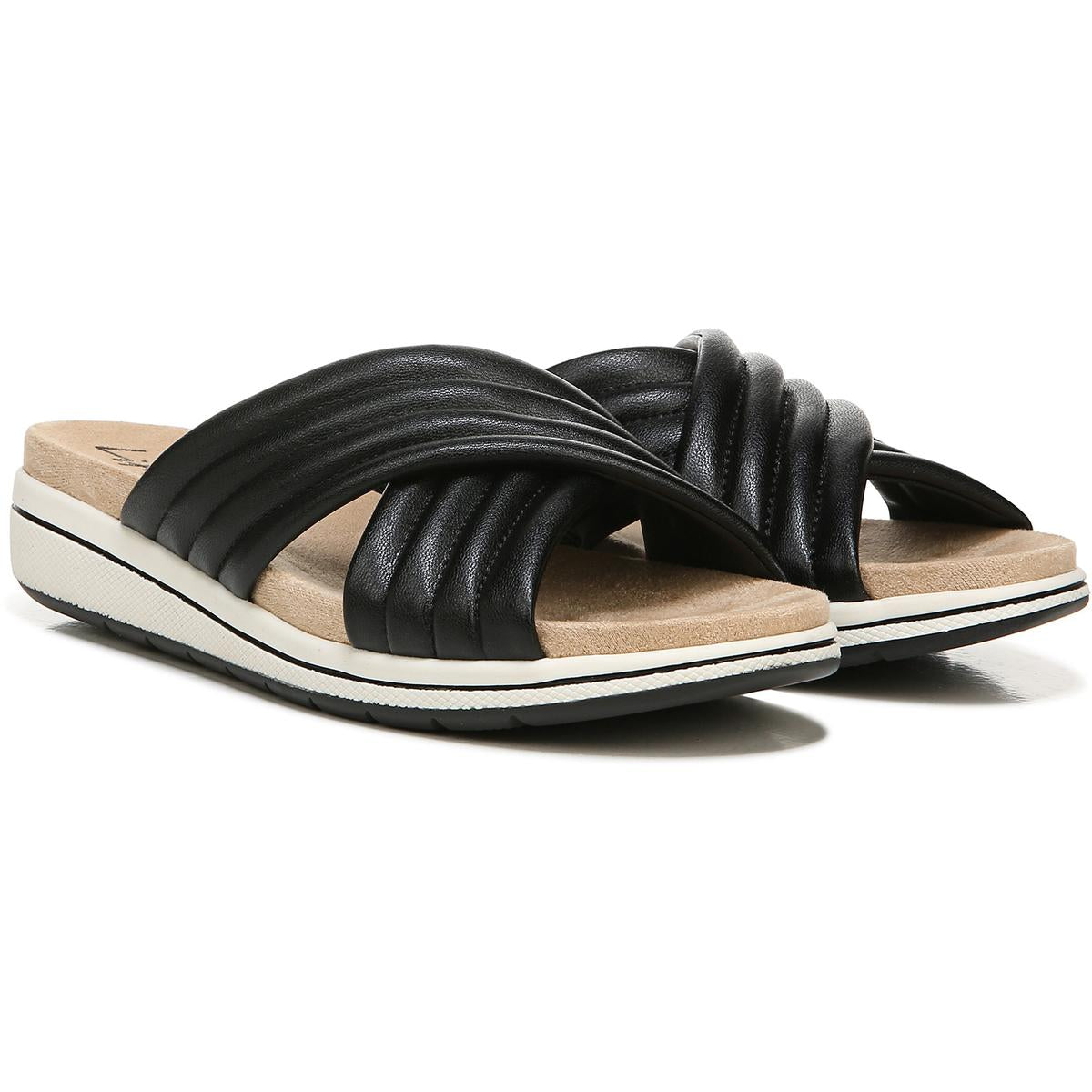 Panama Womens Faux Leather Slip On Wedge Sandals