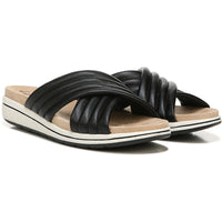 Panama Womens Faux Leather Slip On Wedge Sandals