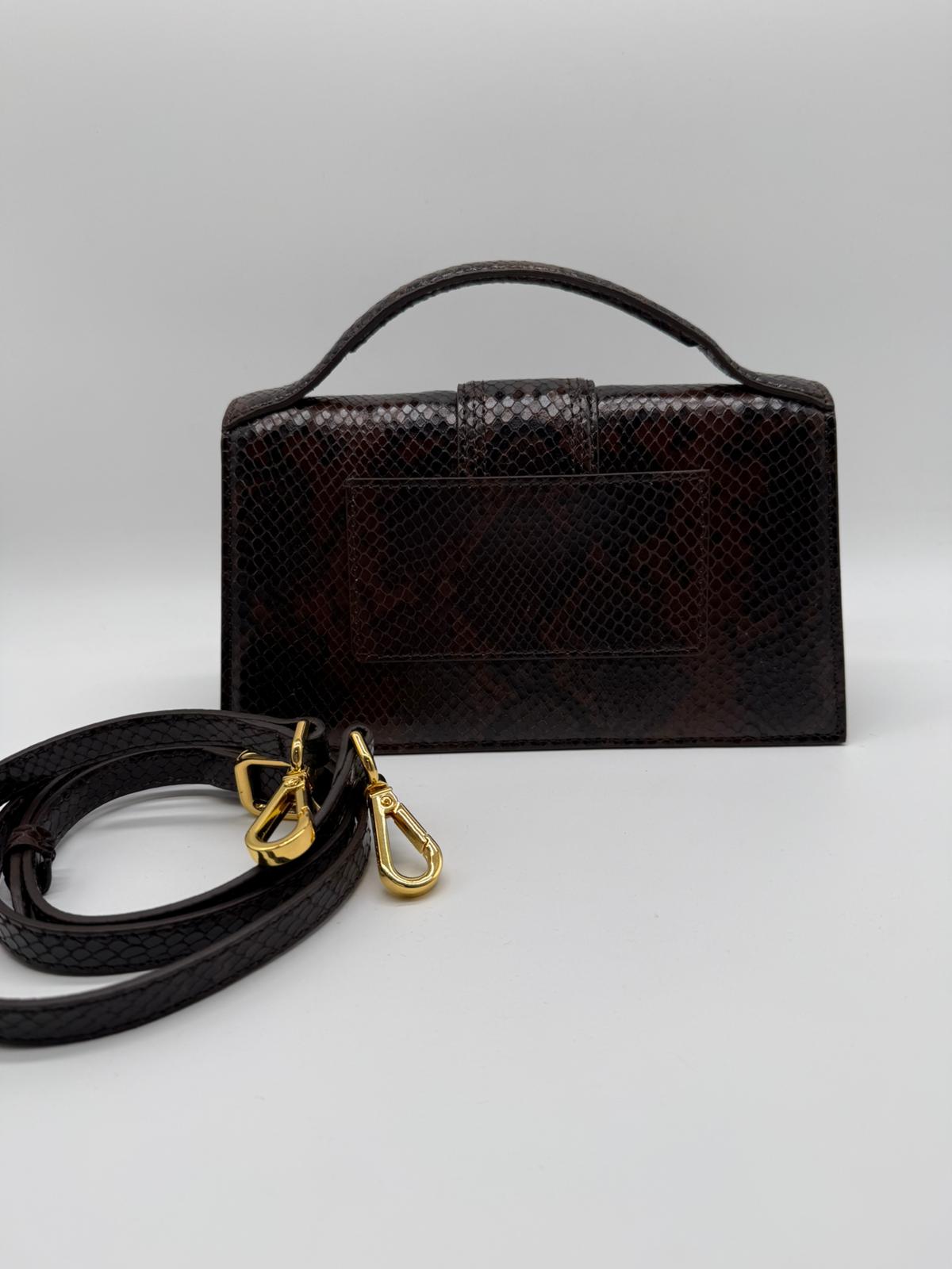 JACQUEMUS JACQUEMUS GRANDE BAMBINO 213BA007 - CROCO BLACK/BROWN