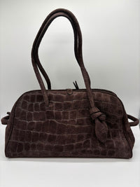 JACQUEMUS JACQUEMUS LE TURISMO LEATHER SHOULDER BAG - SUEDE DARK BROWN