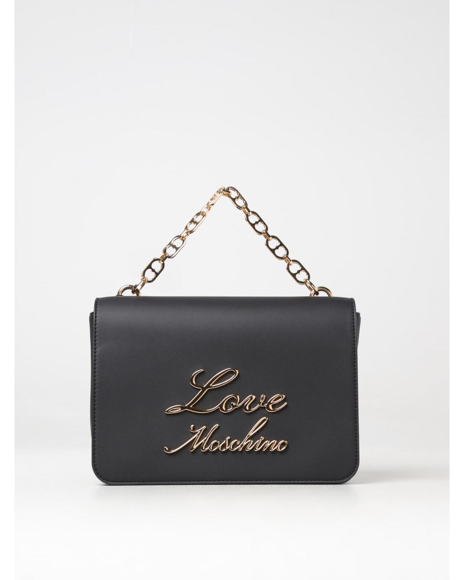 Love Moschino Chain Bag Embossed Logo Women Black Handbags