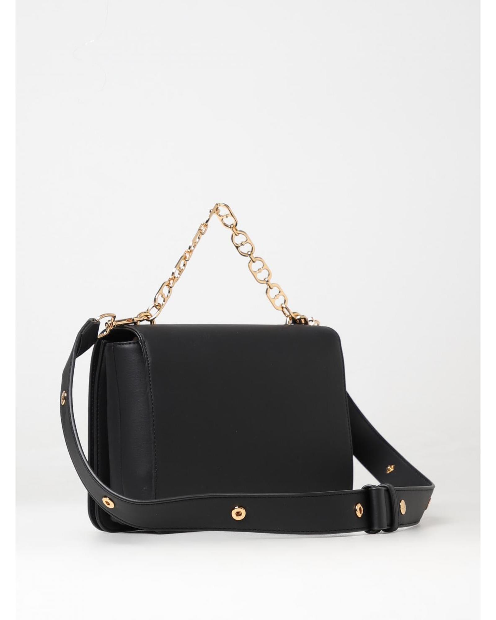 Love Moschino Chain Bag Embossed Logo Women Black Handbags
