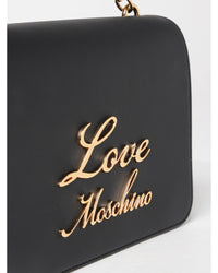 Love Moschino Chain Bag Embossed Logo Women Black Handbags