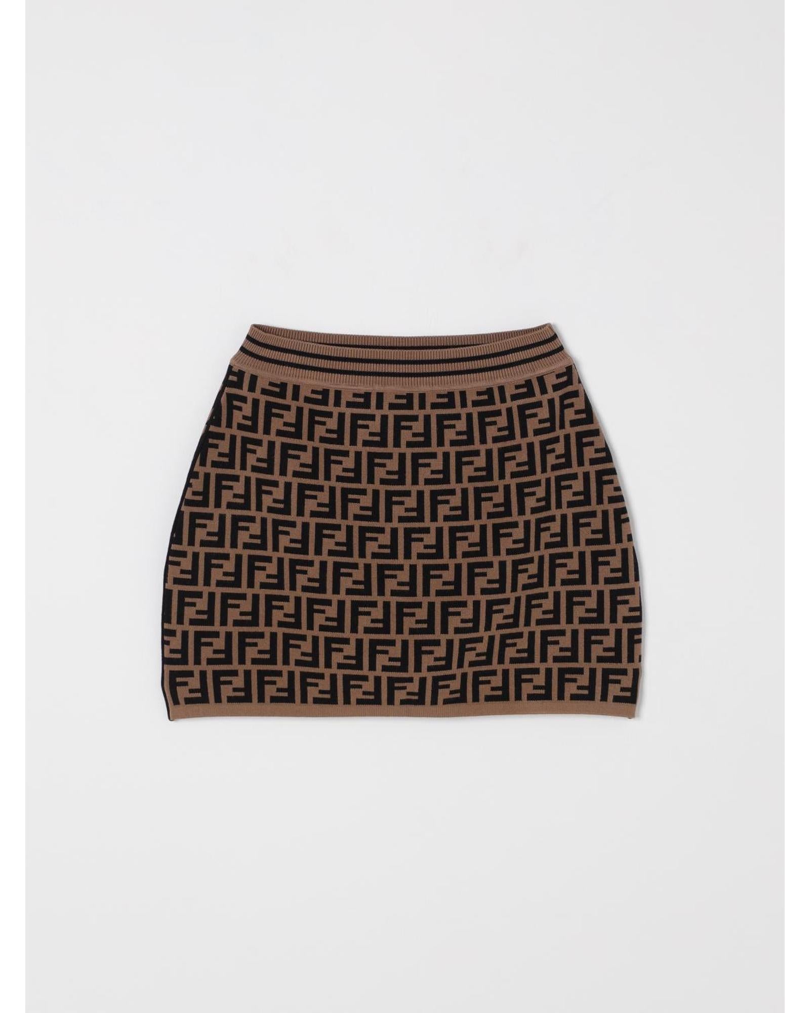 Fendi Mini Knit Skirt Pattern Kids Tobacco