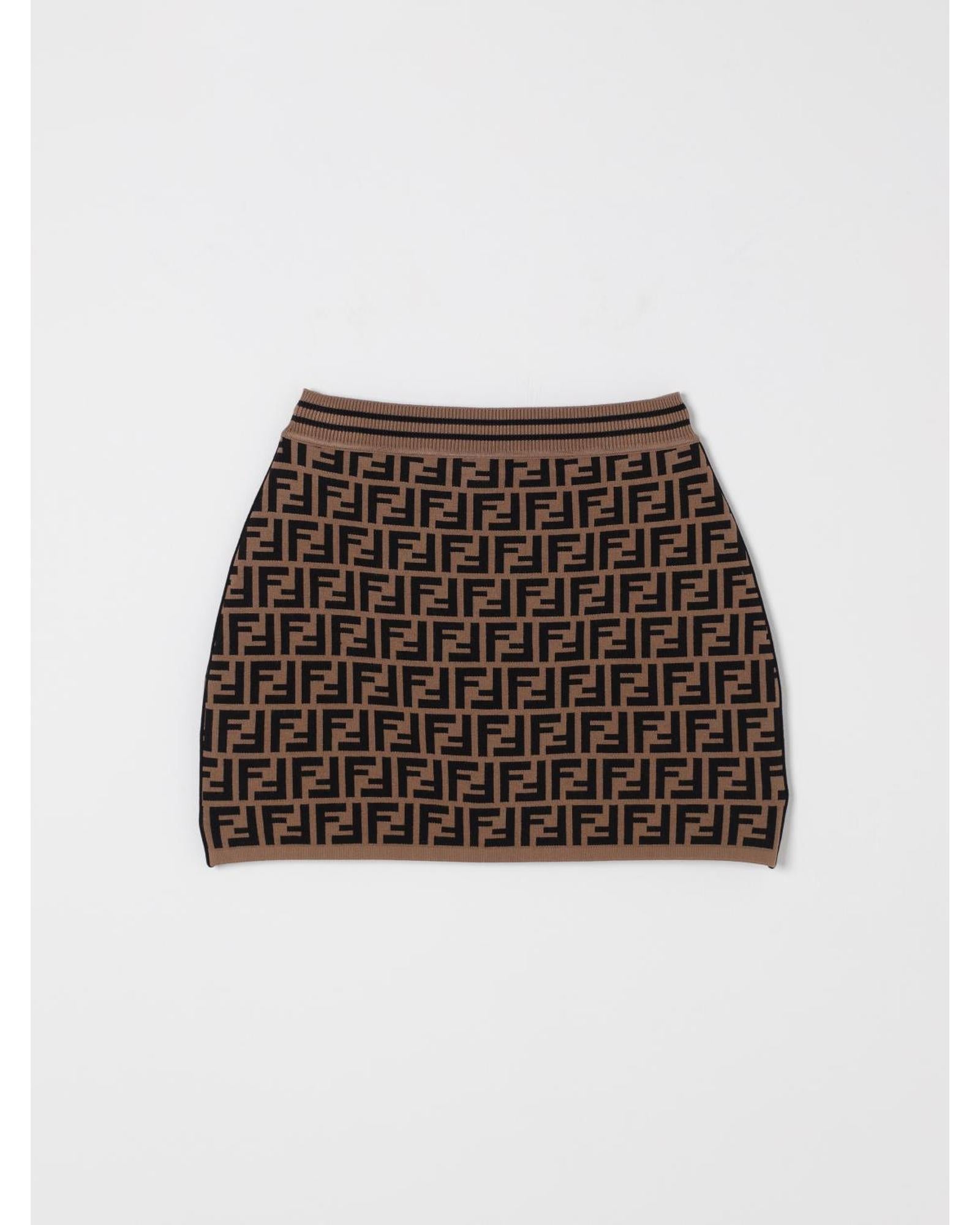 Fendi Mini Knit Skirt Pattern Kids Tobacco