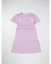 Fendi Knit Eyelet Dress Kids Pink Dresses