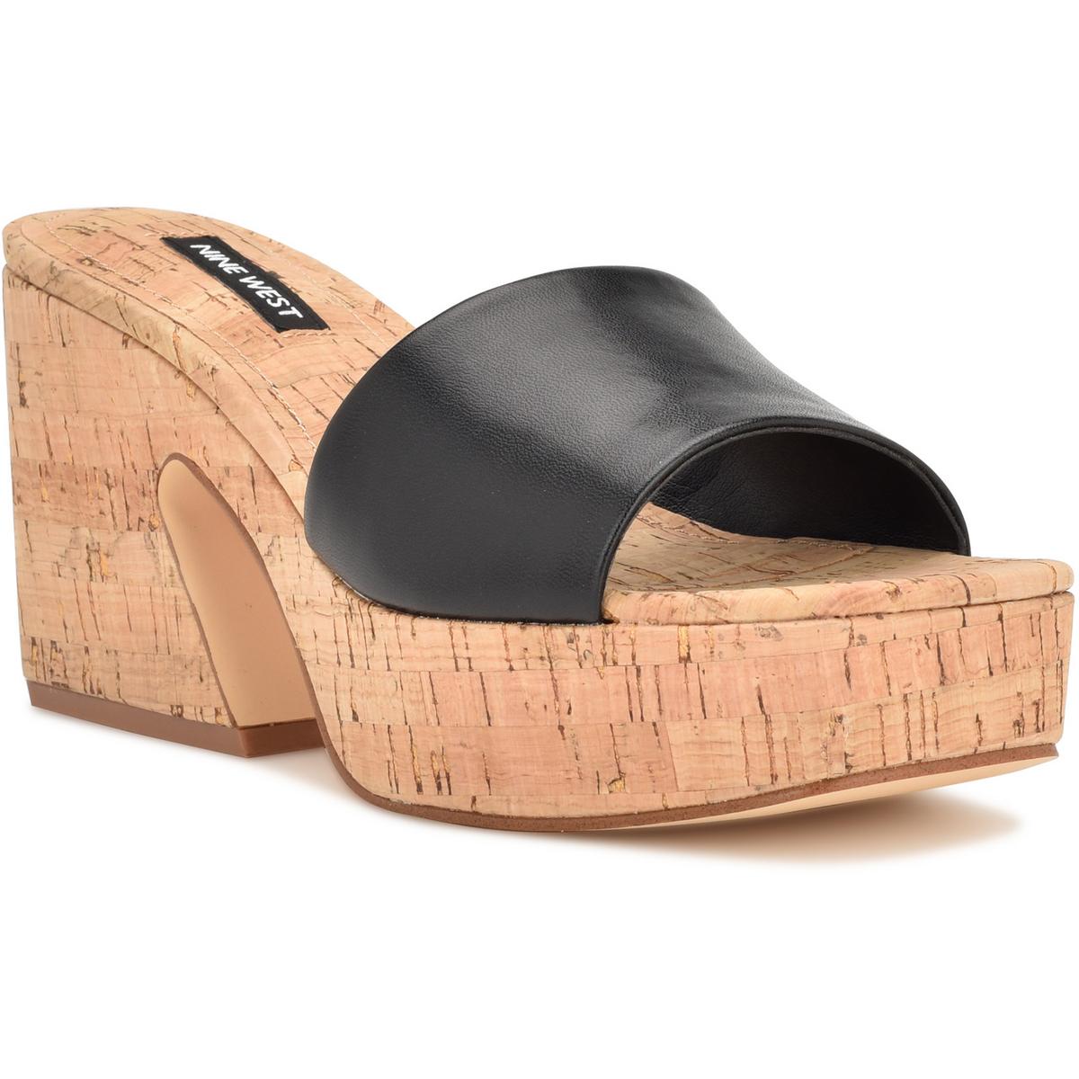 OKLEE8 Womens Cushioned Footbed Faux Leather Platform Sandals