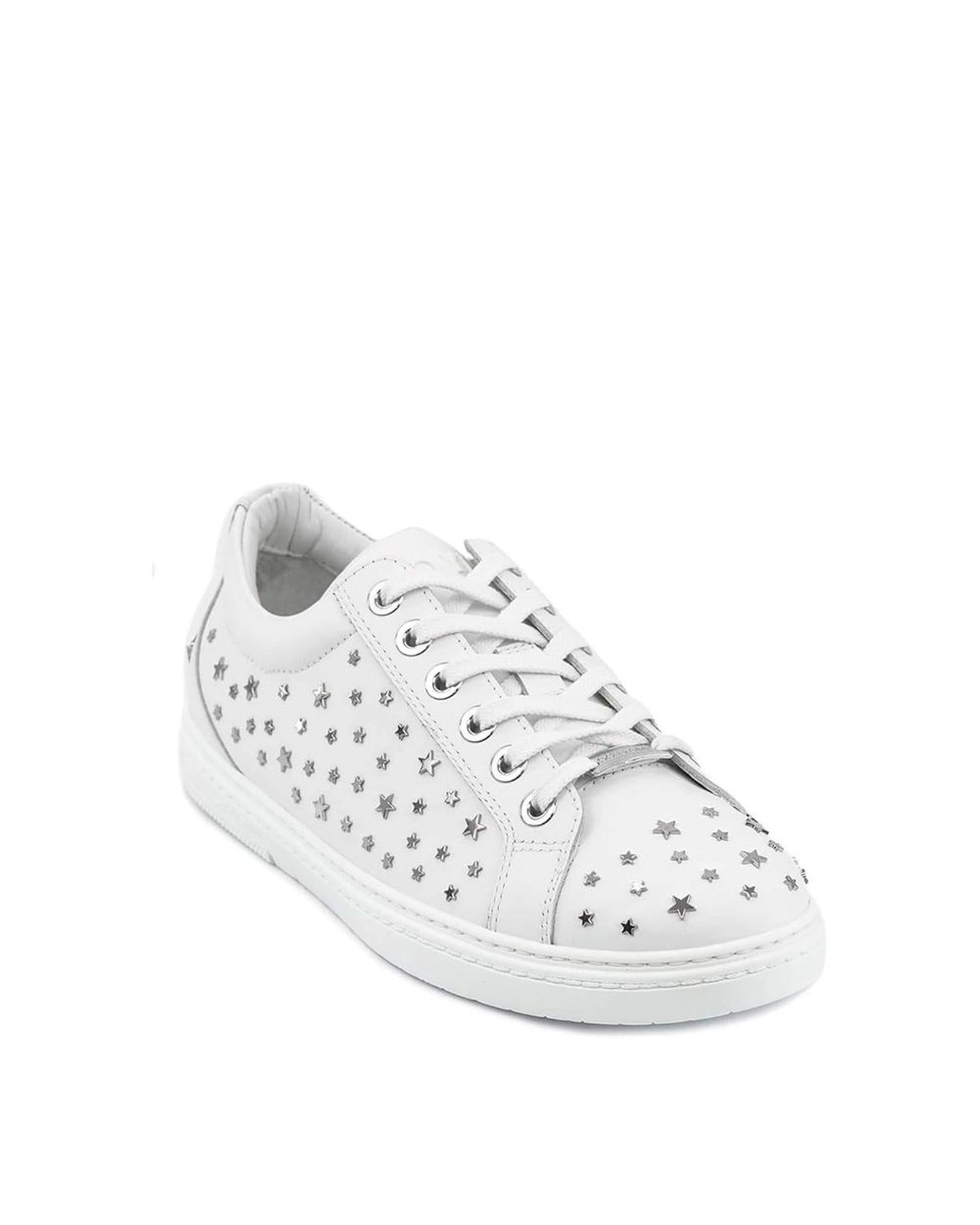 Jimmy Choo Norway Star Leather Sneakers Men White