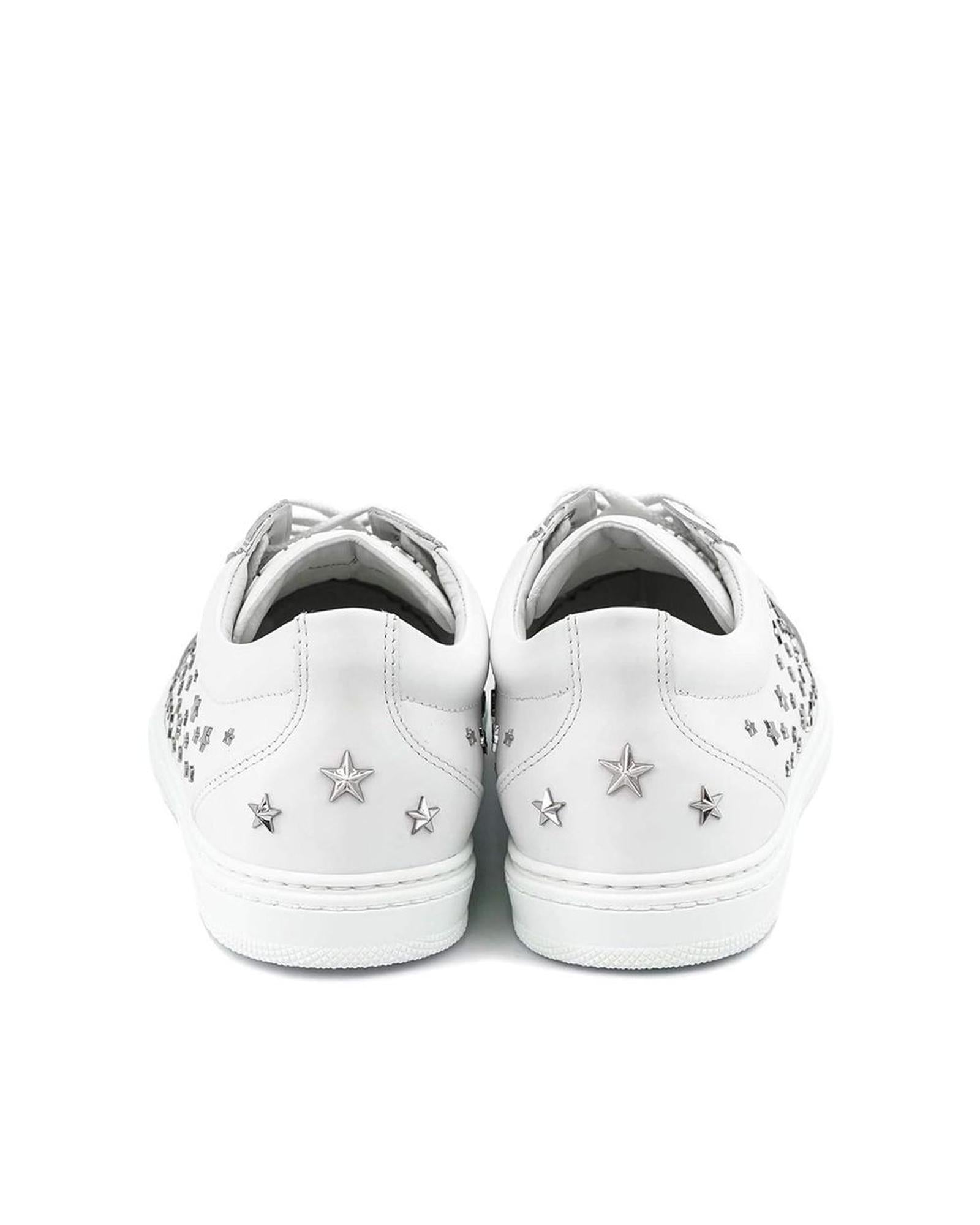 Jimmy Choo Norway Star Leather Sneakers Men White