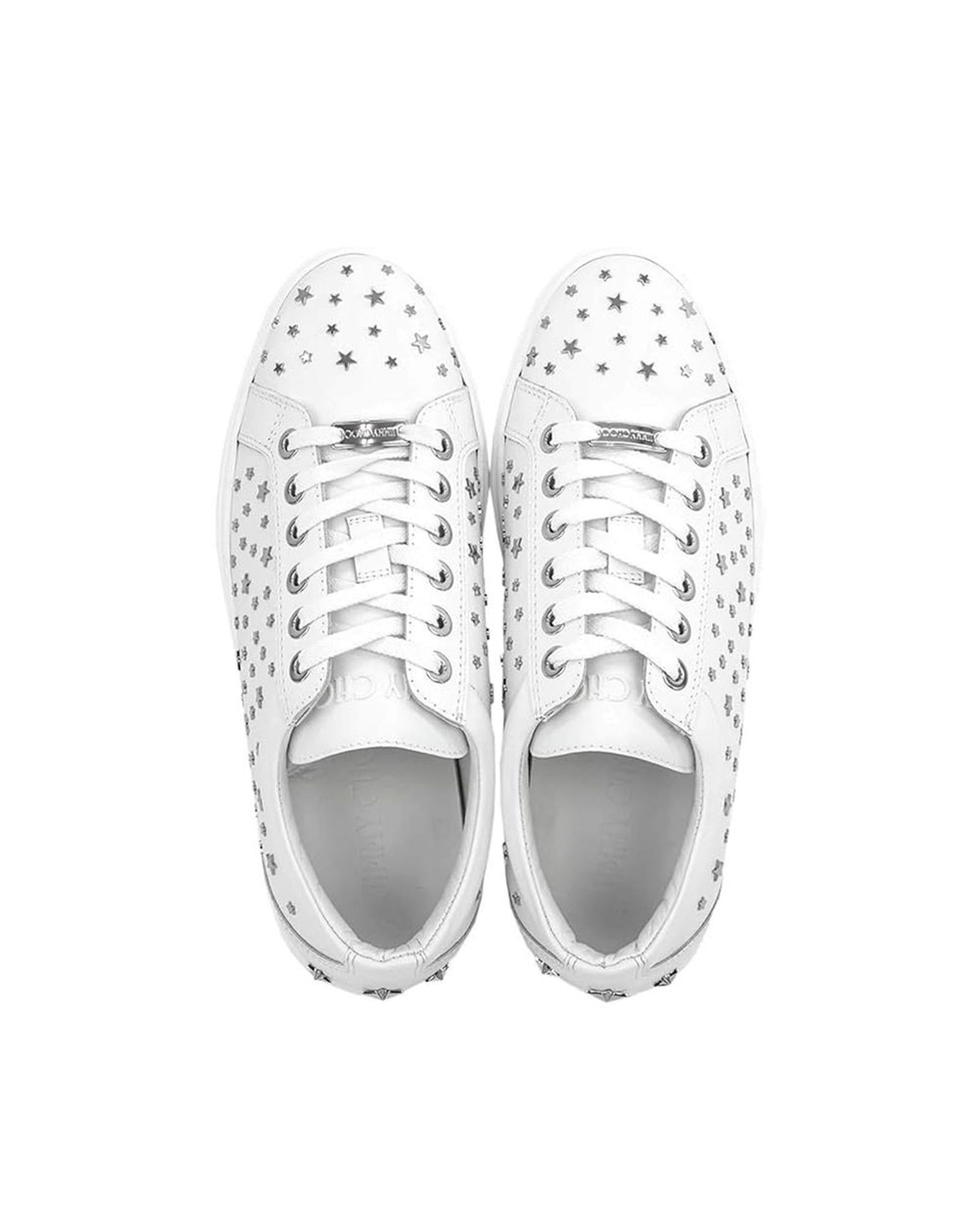 Jimmy Choo Norway Star Leather Sneakers Men White