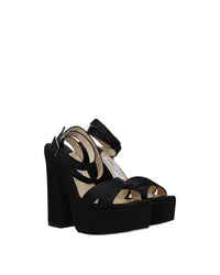 Jimmy Choo Platform Heel Satin Sandals Women Black