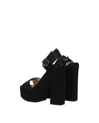 Jimmy Choo Platform Heel Satin Sandals Women Black