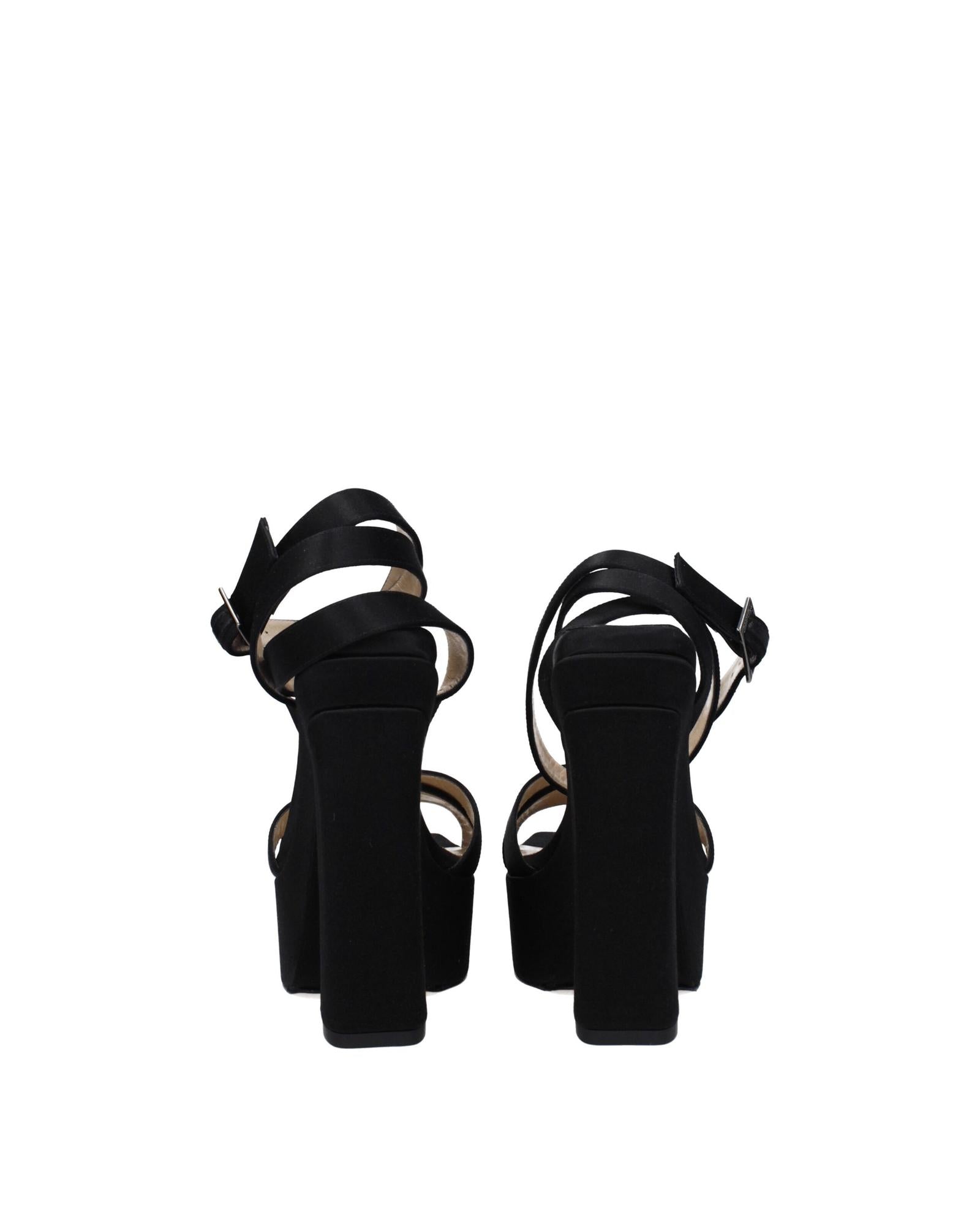 Jimmy Choo Platform Heel Satin Sandals Women Black