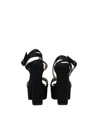 Jimmy Choo Platform Heel Satin Sandals Women Black