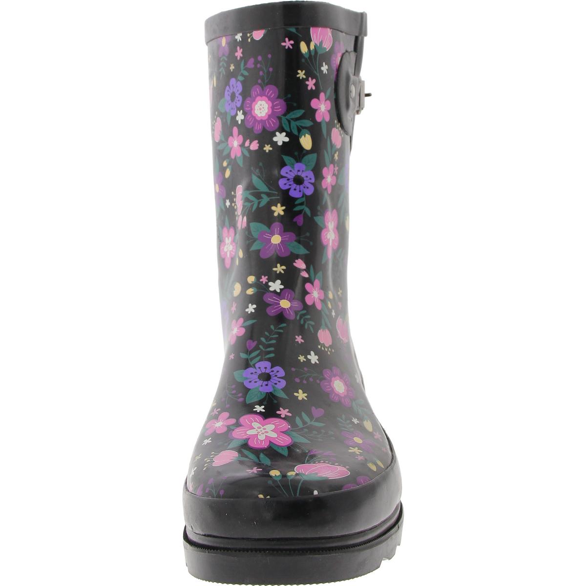 Womens Buckle Rubber Rain Boots