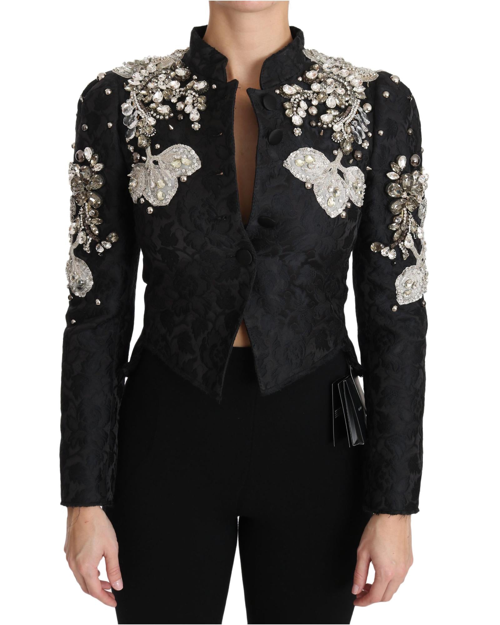 Dolce & Gabbana Embellished Silk Blend Jacket Women Black Jackets & Coats
