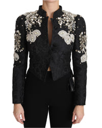 Dolce & Gabbana Embellished Silk Blend Jacket Women Black Jackets & Coats