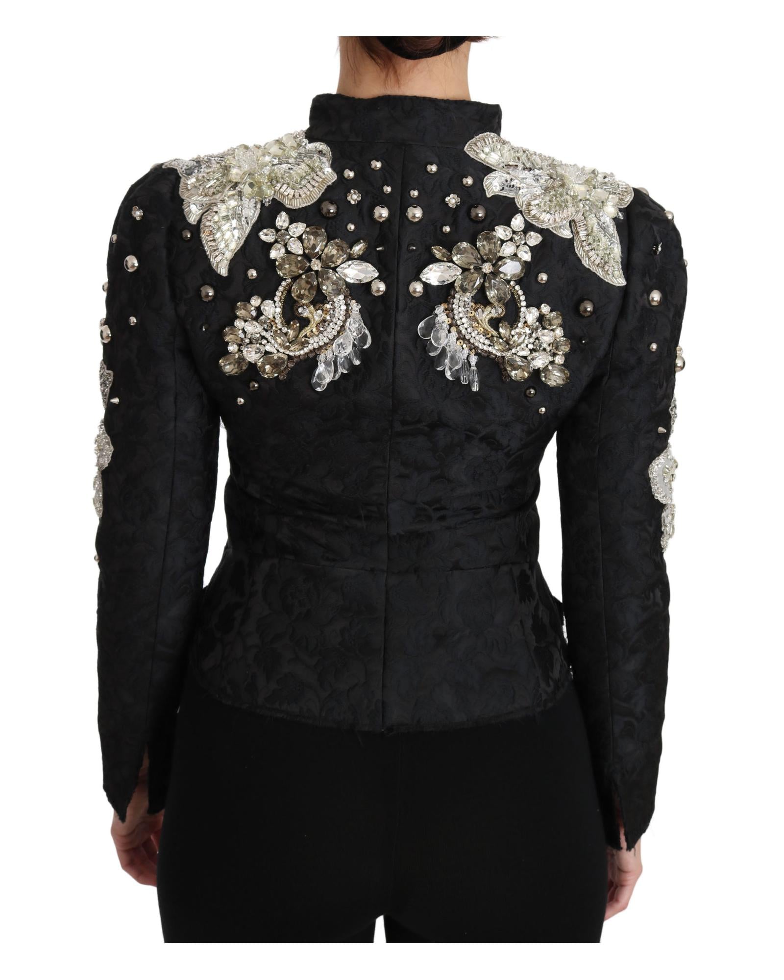 Dolce & Gabbana Embellished Silk Blend Jacket Women Black Jackets & Coats