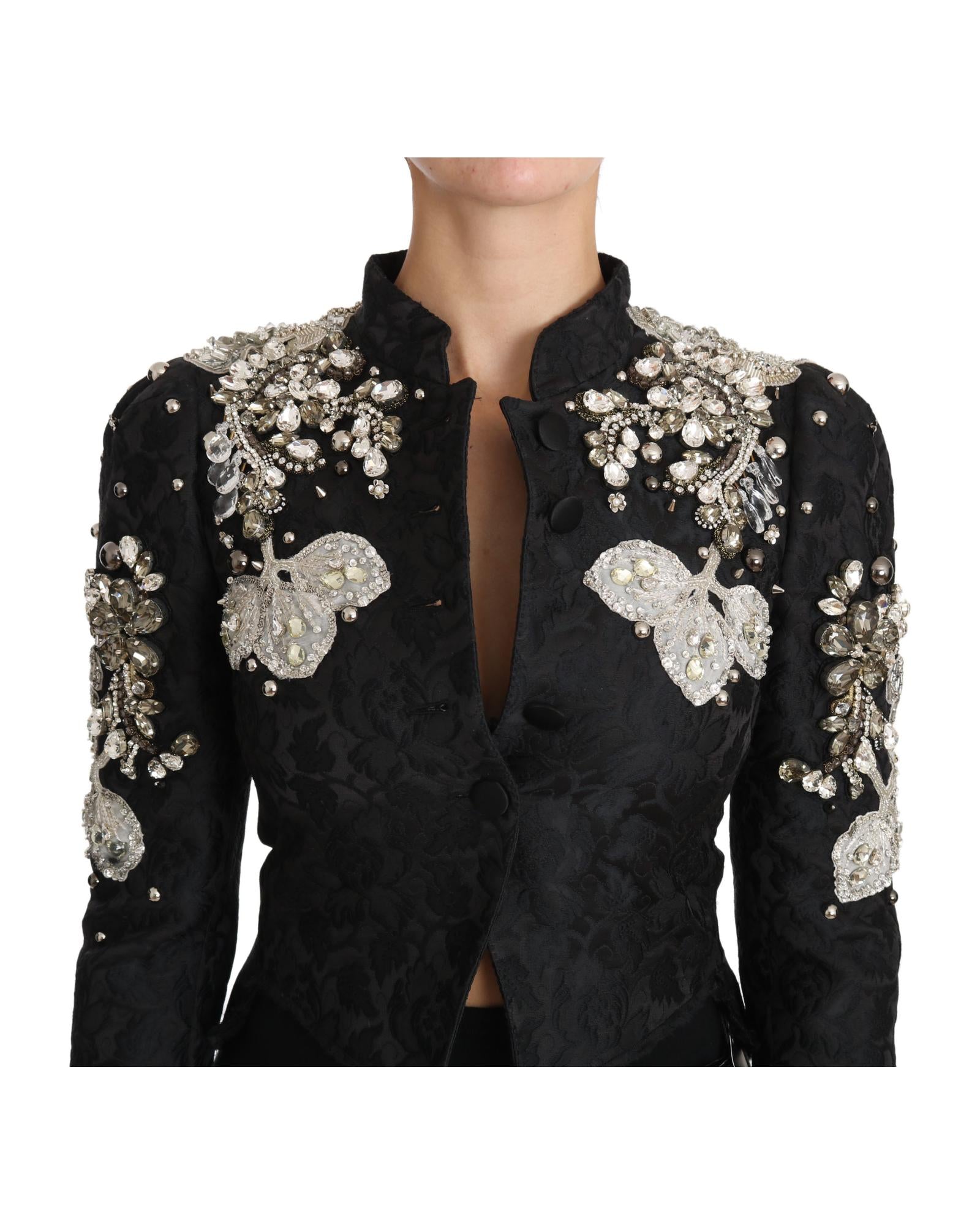 Dolce & Gabbana Embellished Silk Blend Jacket Women Black Jackets & Coats